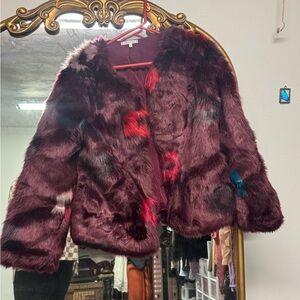 Willow & Clay Burgundy Multicolor Teddy Jacket